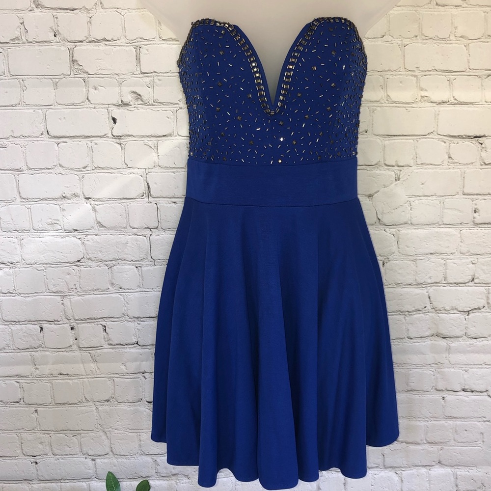 Royal Blue Embellished Cocktail Dress